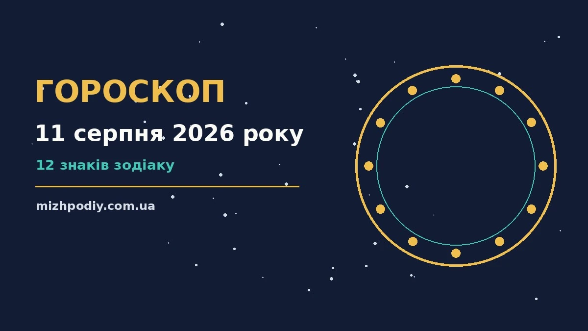 Щоденний гороскоп на 11 серпня 2026 року: настрій, справи, фінанси та поради для дванадцяти знаків зодіаку