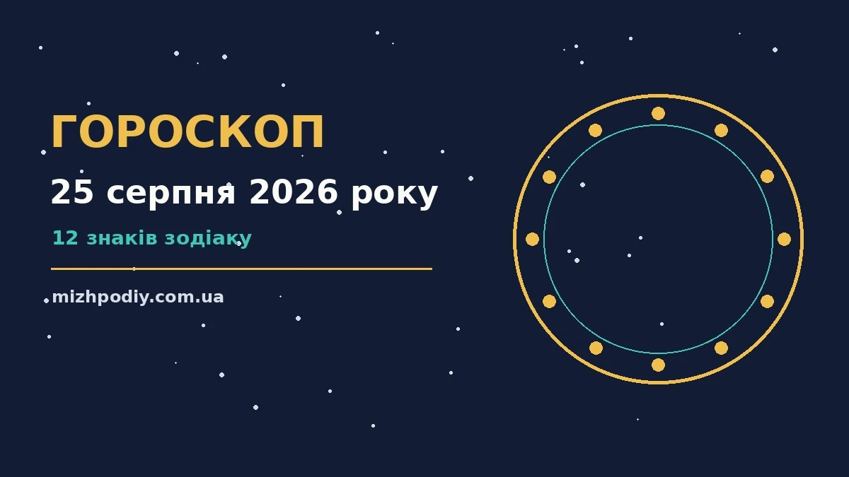 Зоряне небо над міською вулицею увечері, символ вечірнього гороскопу на 25 серпня 2026 року