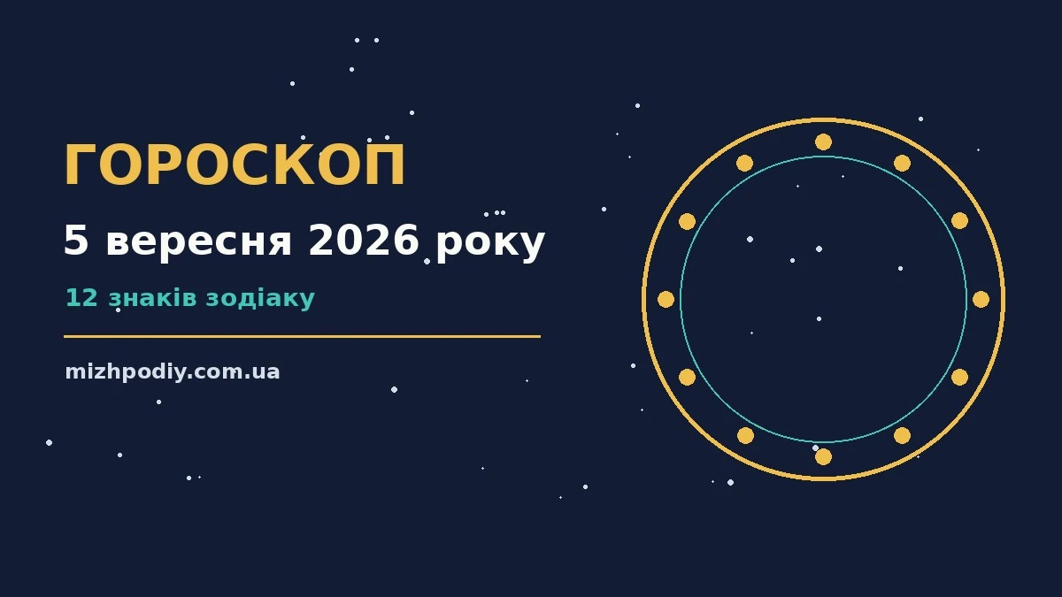 Щоденний гороскоп на 5 вересня 2026 року: настрій, справи, фінанси та корисні звички