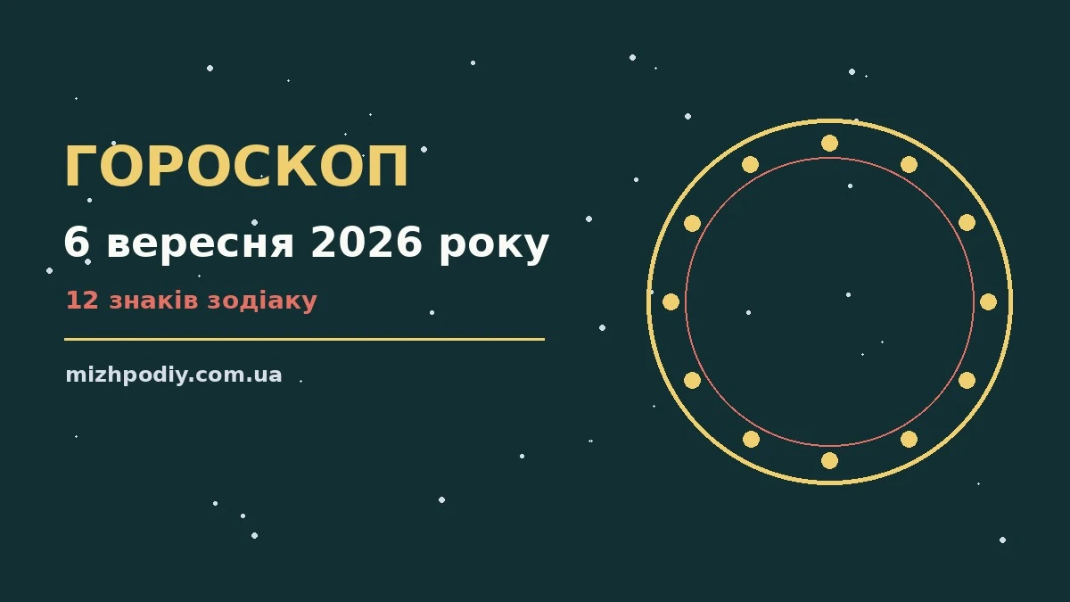 Гороскоп на 6 вересня 2026 року: зоряний прогноз для дванадцяти знаків Зодіаку