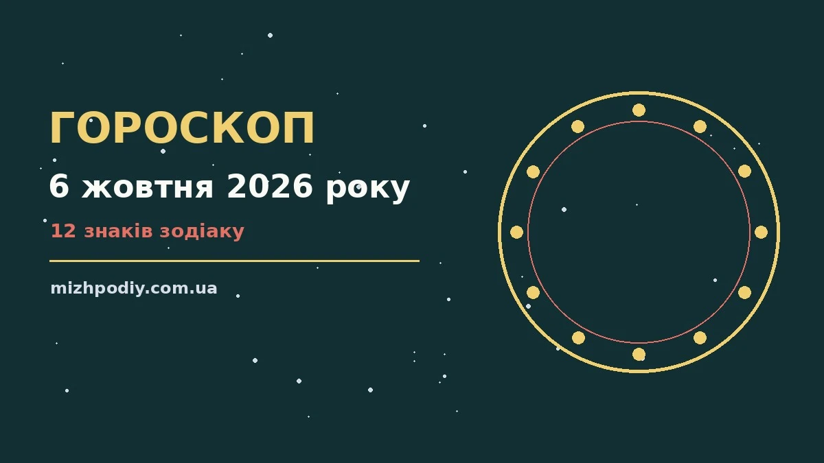 Щоденний гороскоп на 6 жовтня 2026 року: настрій, робота, фінанси та порада дня
