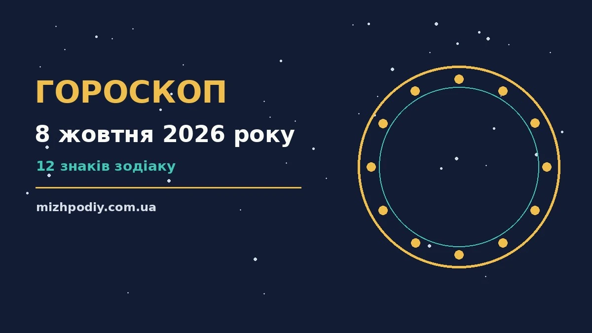 Щоденний гороскоп на 8 жовтня 2026 року: настрій, справи та фінанси